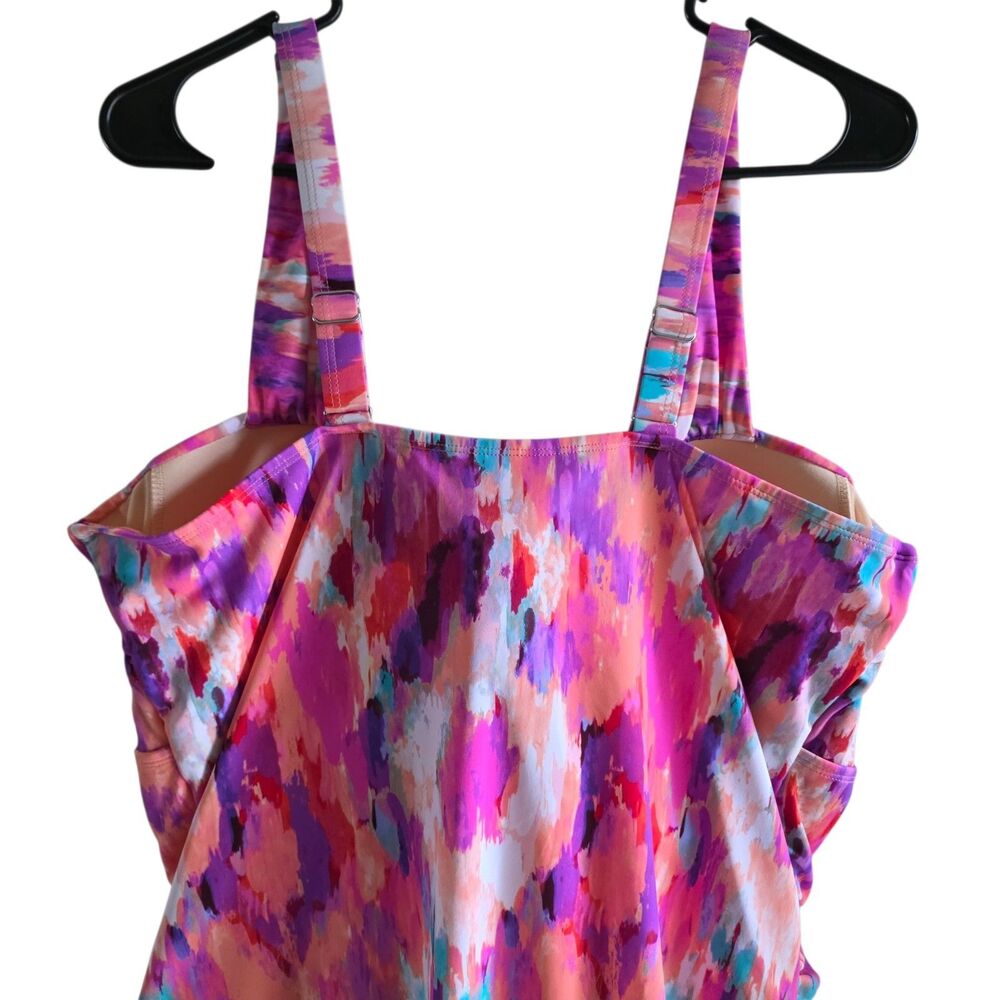 Swimsuits For All One Piece Swimsuit Abstract Pink Plus Beach Colorful 22 - Picture 5 of 12